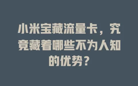 小米宝藏流量卡，究竟藏着哪些不为人知的优势？