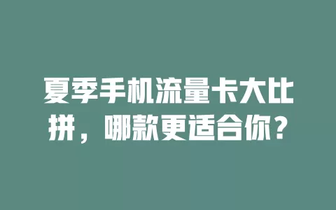 夏季手机流量卡大比拼，哪款更适合你？