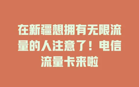 在新疆想拥有无限流量的人注意了！电信流量卡来啦