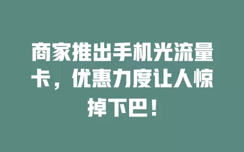 商家推出手机光流量卡，优惠力度让人惊掉下巴！