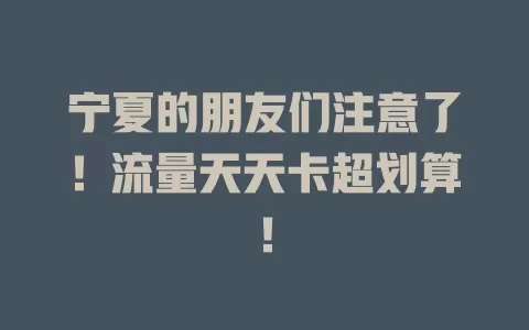 宁夏的朋友们注意了！流量天天卡超划算！