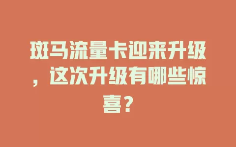 斑马流量卡迎来升级，这次升级有哪些惊喜？