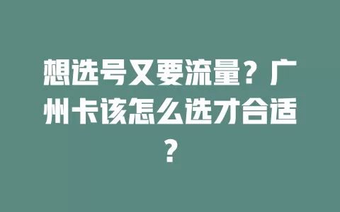 想选号又要流量？广州卡该怎么选才合适？