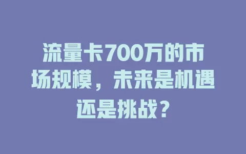 流量卡700万的市场规模，未来是机遇还是挑战？