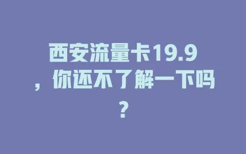 西安流量卡19.9，你还不了解一下吗？
