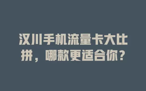 汉川手机流量卡大比拼，哪款更适合你？