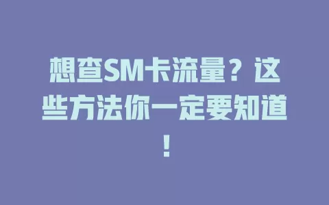 想查SM卡流量？这些方法你一定要知道！