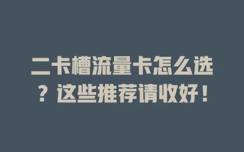 二卡槽流量卡怎么选？这些推荐请收好！