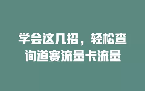 学会这几招，轻松查询道赛流量卡流量