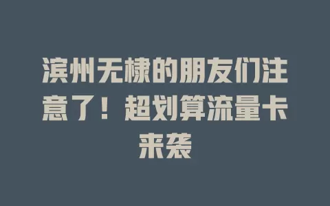 滨州无棣的朋友们注意了！超划算流量卡来袭