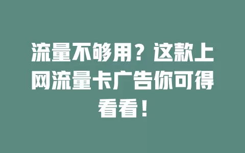 流量不够用？这款上网流量卡广告你可得看看！