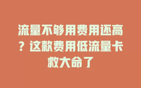 流量不够用费用还高？这款费用低流量卡救大命了