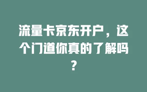 流量卡京东开户，这个门道你真的了解吗？