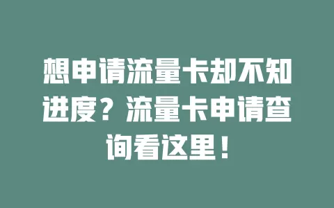 想申请流量卡却不知进度？流量卡申请查询看这里！