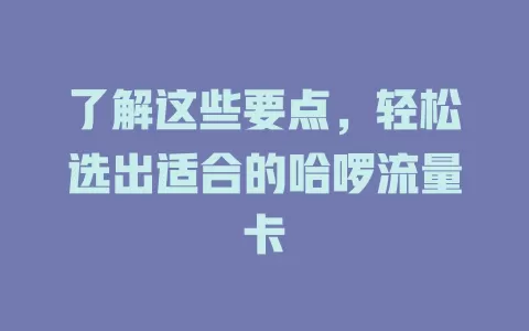 了解这些要点，轻松选出适合的哈啰流量卡