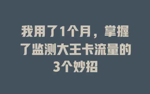 我用了1个月，掌握了监测大王卡流量的3个妙招