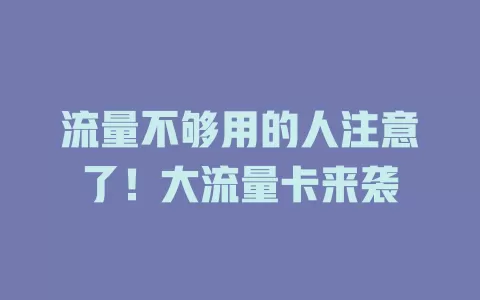 流量不够用的人注意了！大流量卡来袭