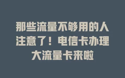那些流量不够用的人注意了！电信卡办理大流量卡来啦