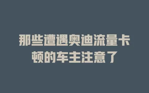 那些遭遇奥迪流量卡顿的车主注意了