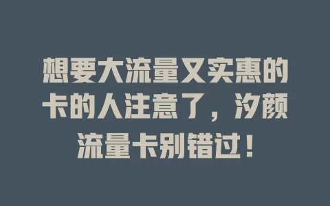 想要大流量又实惠的卡的人注意了，汐颜流量卡别错过！