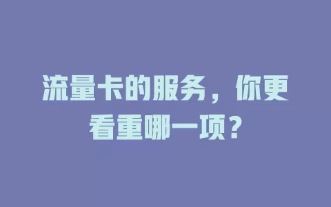 流量卡的服务，你更看重哪一项？