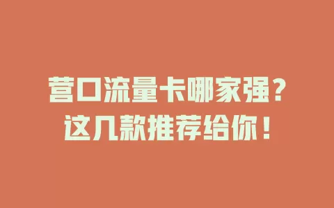 营口流量卡哪家强？这几款推荐给你！