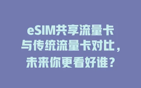 eSIM共享流量卡与传统流量卡对比，未来你更看好谁？