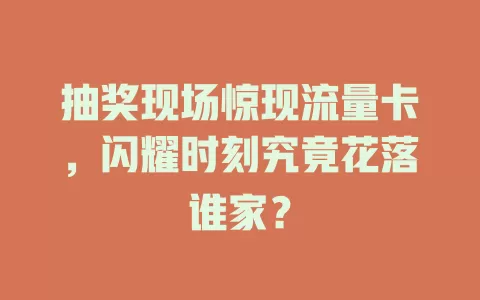 抽奖现场惊现流量卡，闪耀时刻究竟花落谁家？