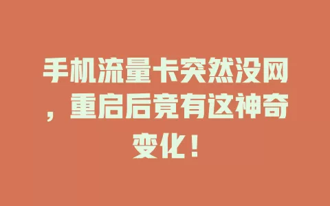 手机流量卡突然没网，重启后竟有这神奇变化！
