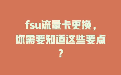 fsu流量卡更换，你需要知道这些要点？