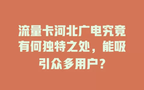 流量卡河北广电究竟有何独特之处，能吸引众多用户？