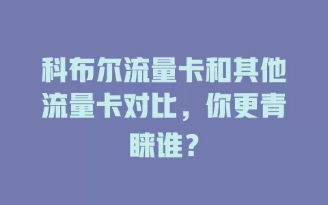 科布尔流量卡和其他流量卡对比，你更青睐谁？