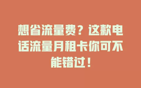 想省流量费？这款电话流量月租卡你可不能错过！