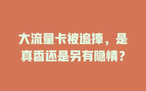 大流量卡被追捧，是真香还是另有隐情？