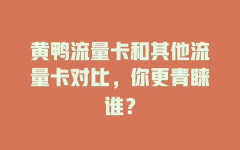 黄鸭流量卡和其他流量卡对比，你更青睐谁？