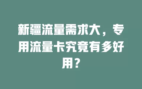 新疆流量需求大，专用流量卡究竟有多好用？