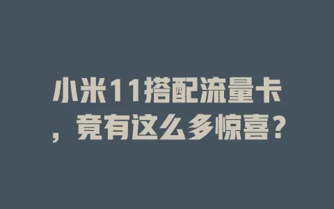 小米11搭配流量卡，竟有这么多惊喜？