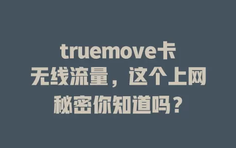 truemove卡无线流量，这个上网秘密你知道吗？