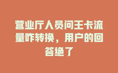 营业厅人员问王卡流量咋转换，用户的回答绝了