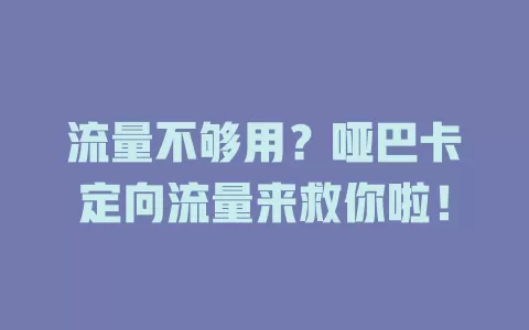 流量不够用？哑巴卡定向流量来救你啦！