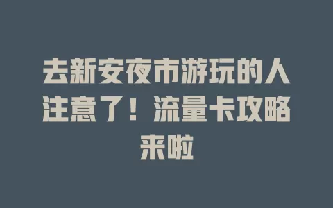 去新安夜市游玩的人注意了！流量卡攻略来啦