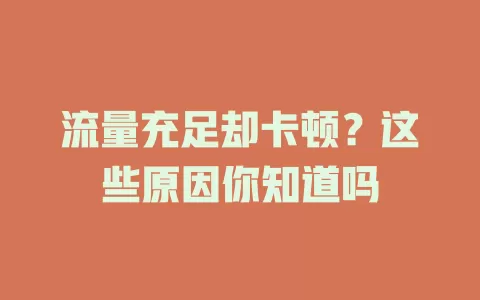 流量充足却卡顿？这些原因你知道吗