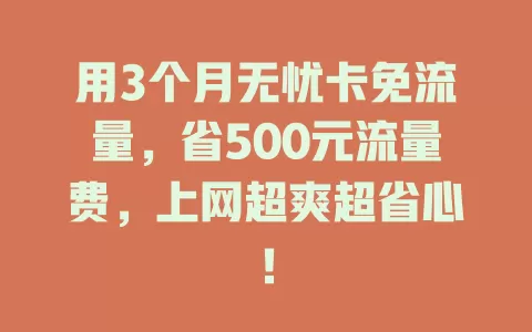 用3个月无忧卡免流量，省500元流量费，上网超爽超省心！