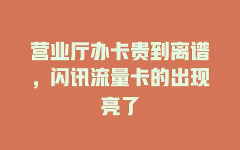 营业厅办卡贵到离谱，闪讯流量卡的出现亮了
