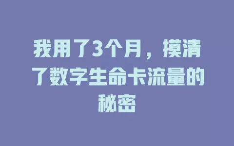 我用了3个月，摸清了数字生命卡流量的秘密