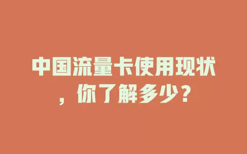中国流量卡使用现状，你了解多少？