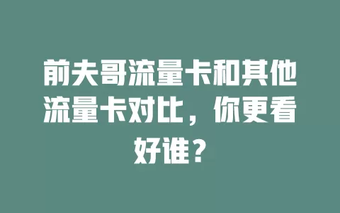 前夫哥流量卡和其他流量卡对比，你更看好谁？