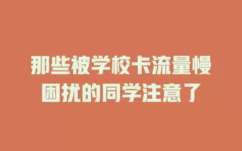 那些被学校卡流量慢困扰的同学注意了