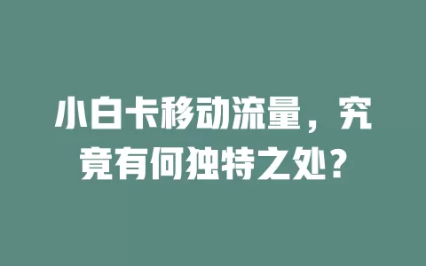 小白卡移动流量，究竟有何独特之处？