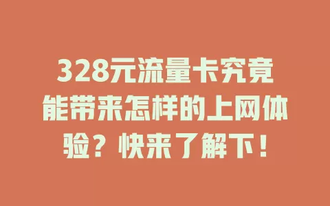 328元流量卡究竟能带来怎样的上网体验？快来了解下！